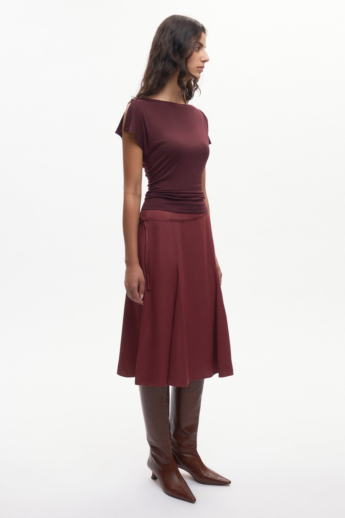 Women's Cleo Midi Skirt in Cabernet