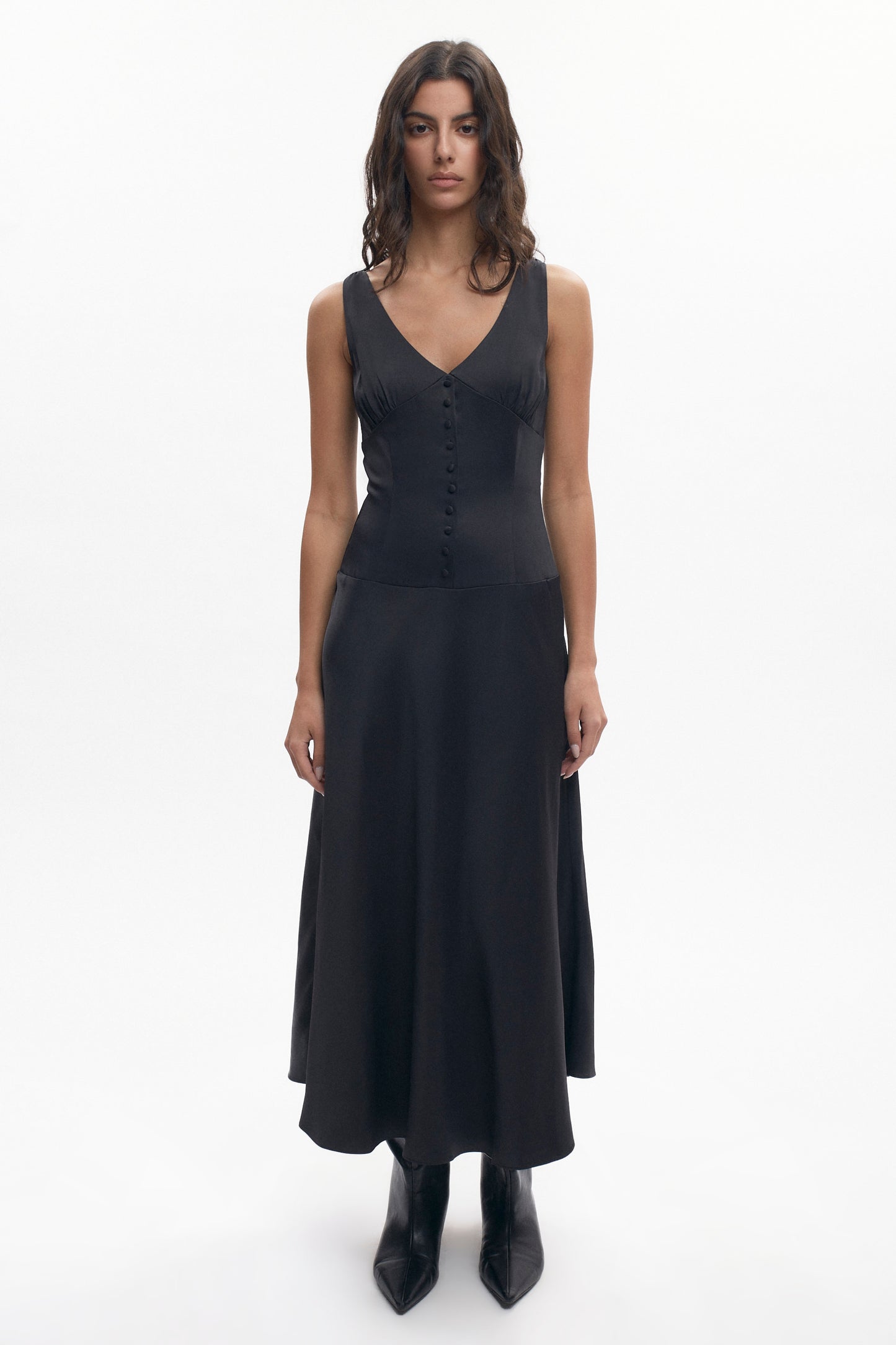 Women's Cleo Plunge Dress in Black