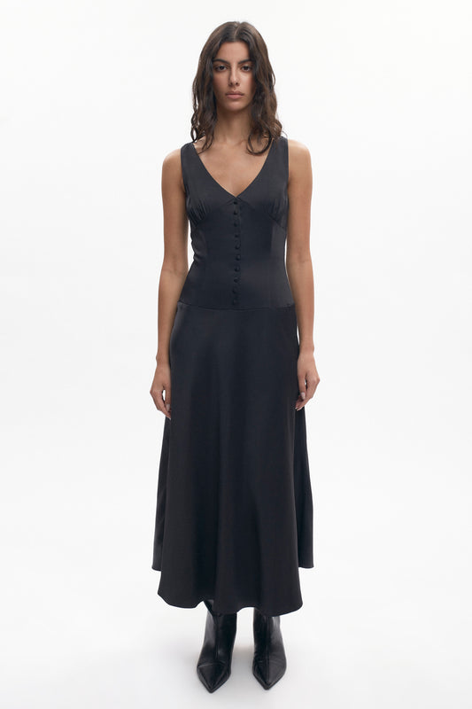 Women's Cleo Plunge Dress in Black
