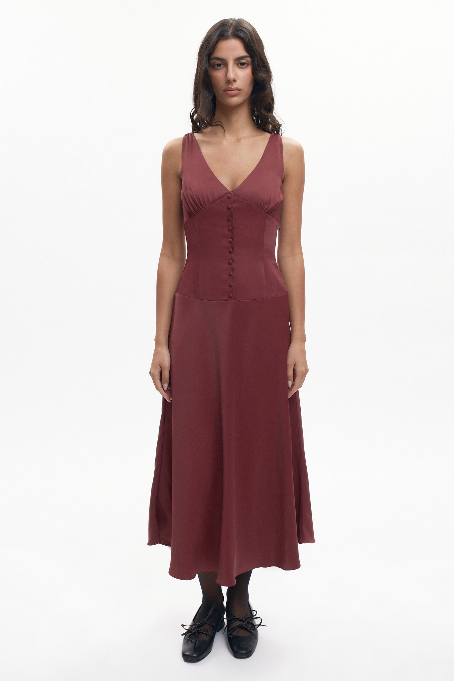 Women's Cleo Plunge Dress in Cabernet