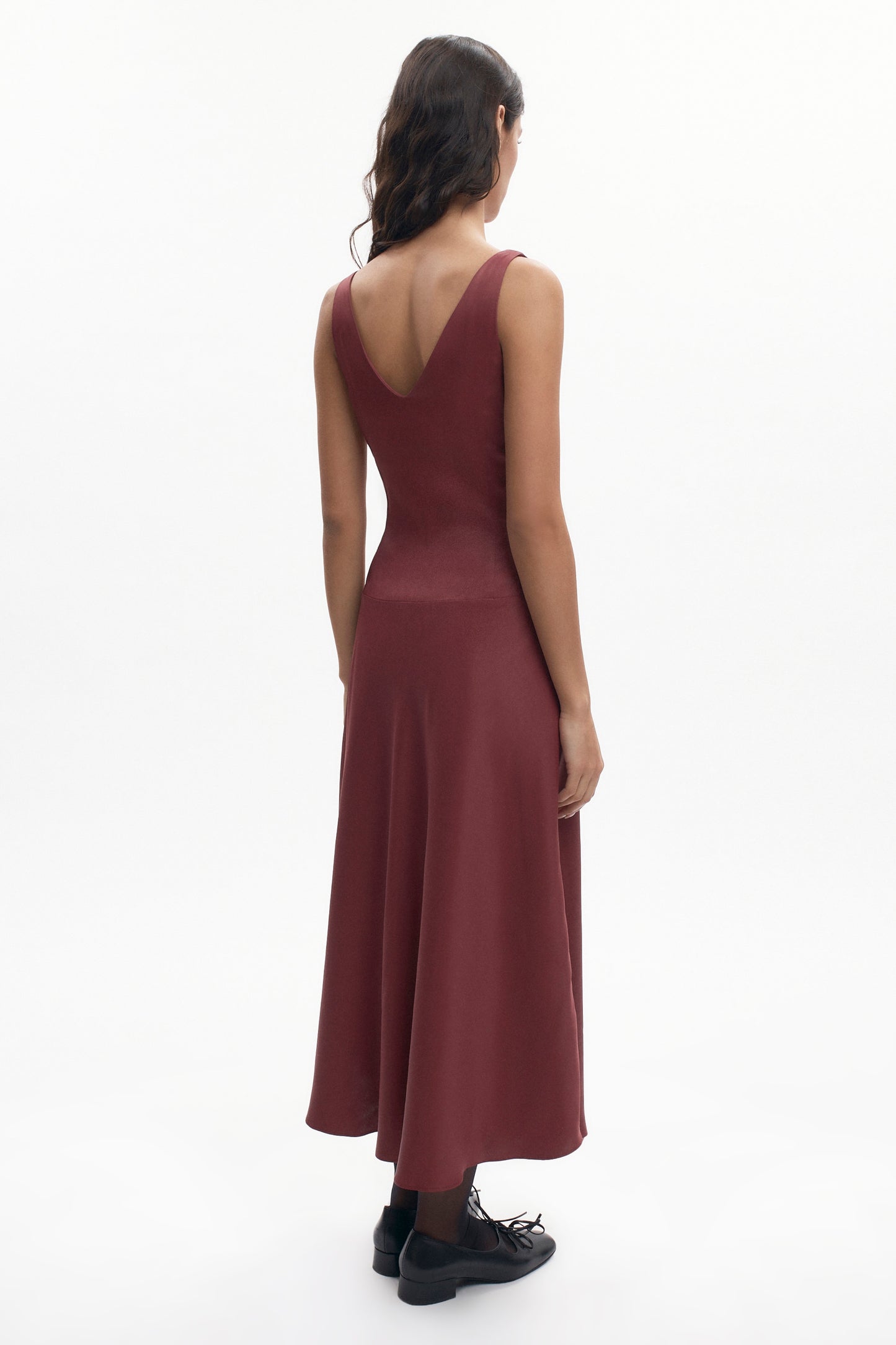 Women's Cleo Plunge Dress in Cabernet