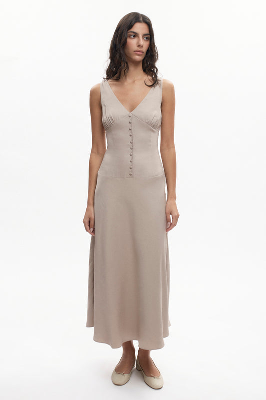 Women's Cleo Plunge Dress in Dove