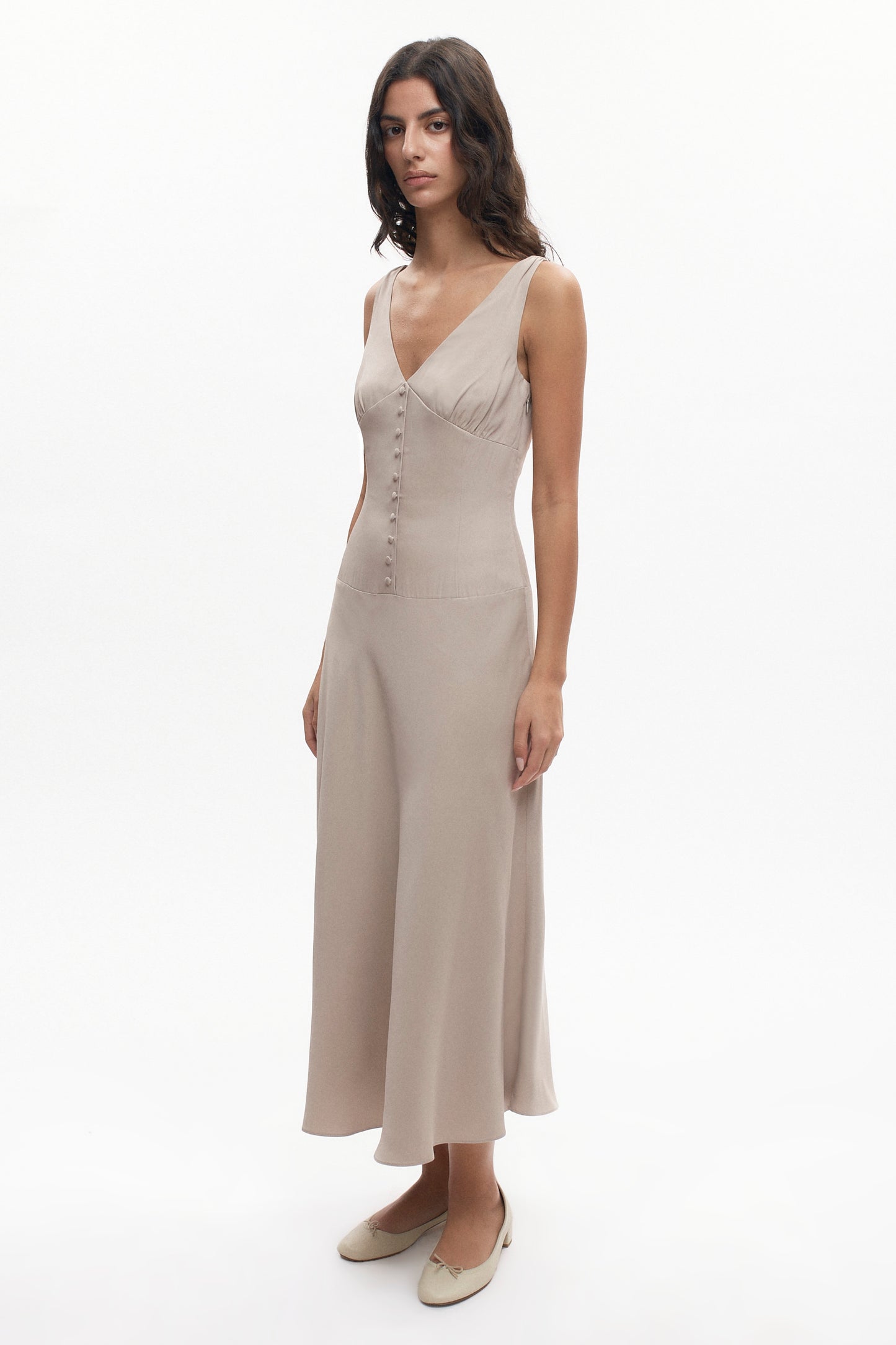 Women's Cleo Plunge Dress in Dove