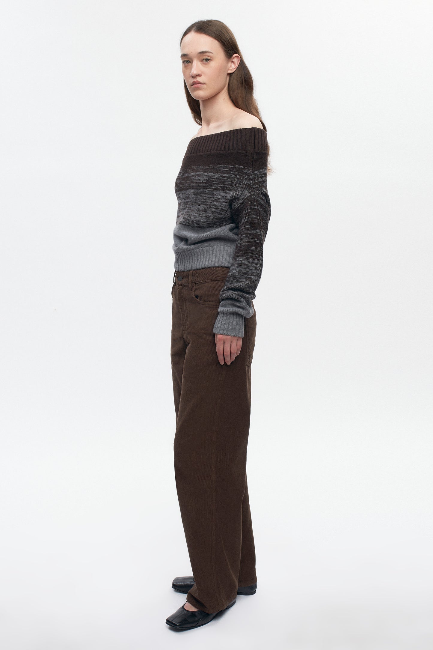 Women's Convertible Sweater  in Coffee Bean/Grey Melange