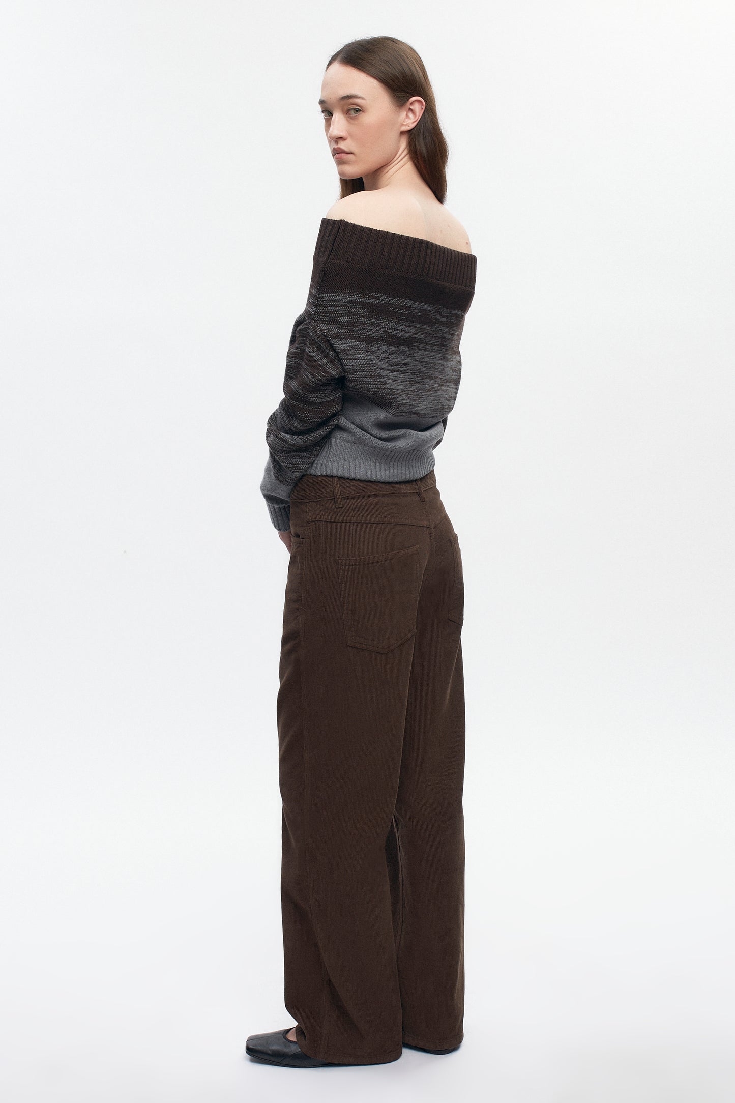 Women's Convertible Sweater  in Coffee Bean/Grey Melange