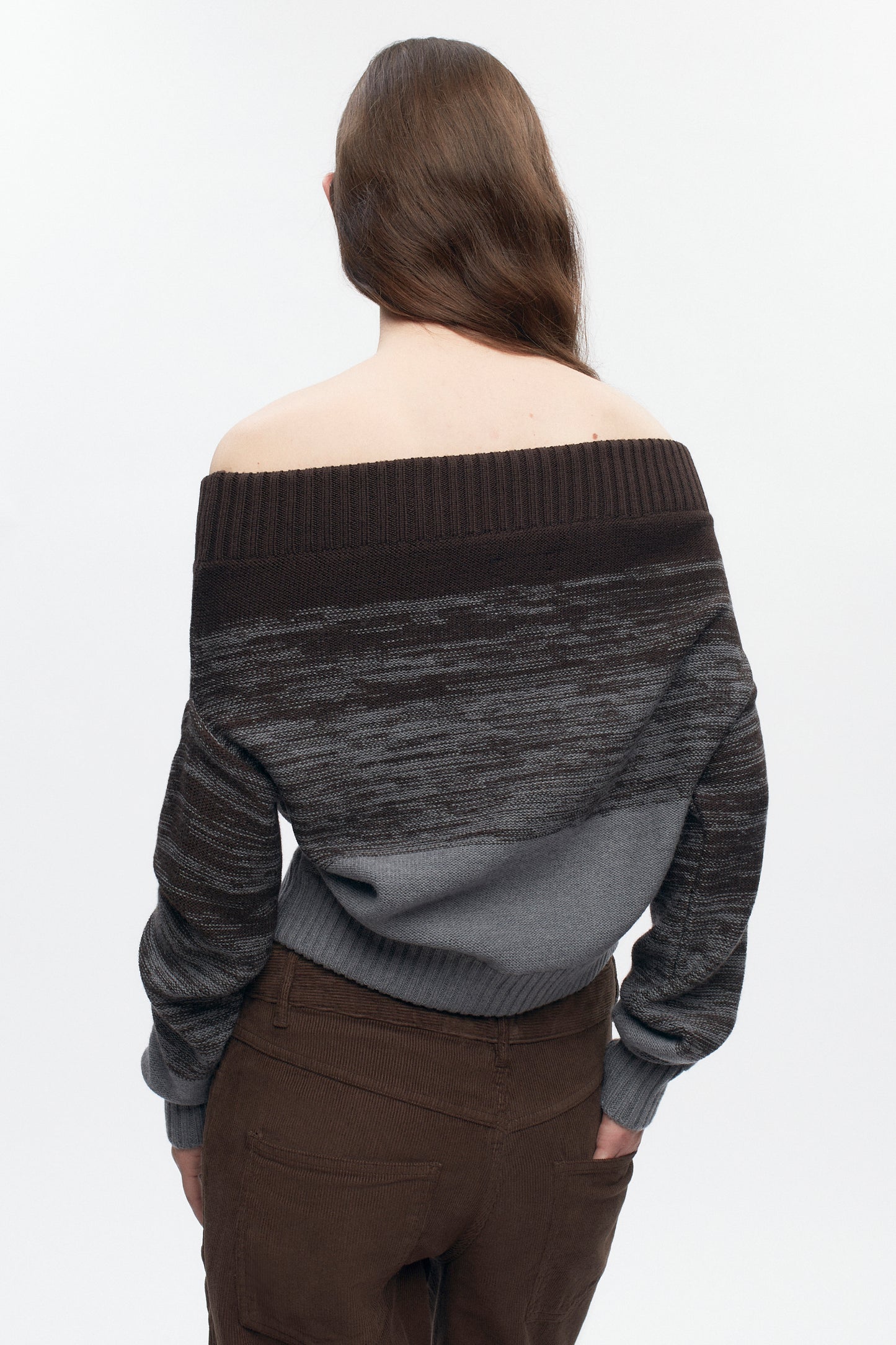 Women's Convertible Sweater  in Coffee Bean/Grey Melange