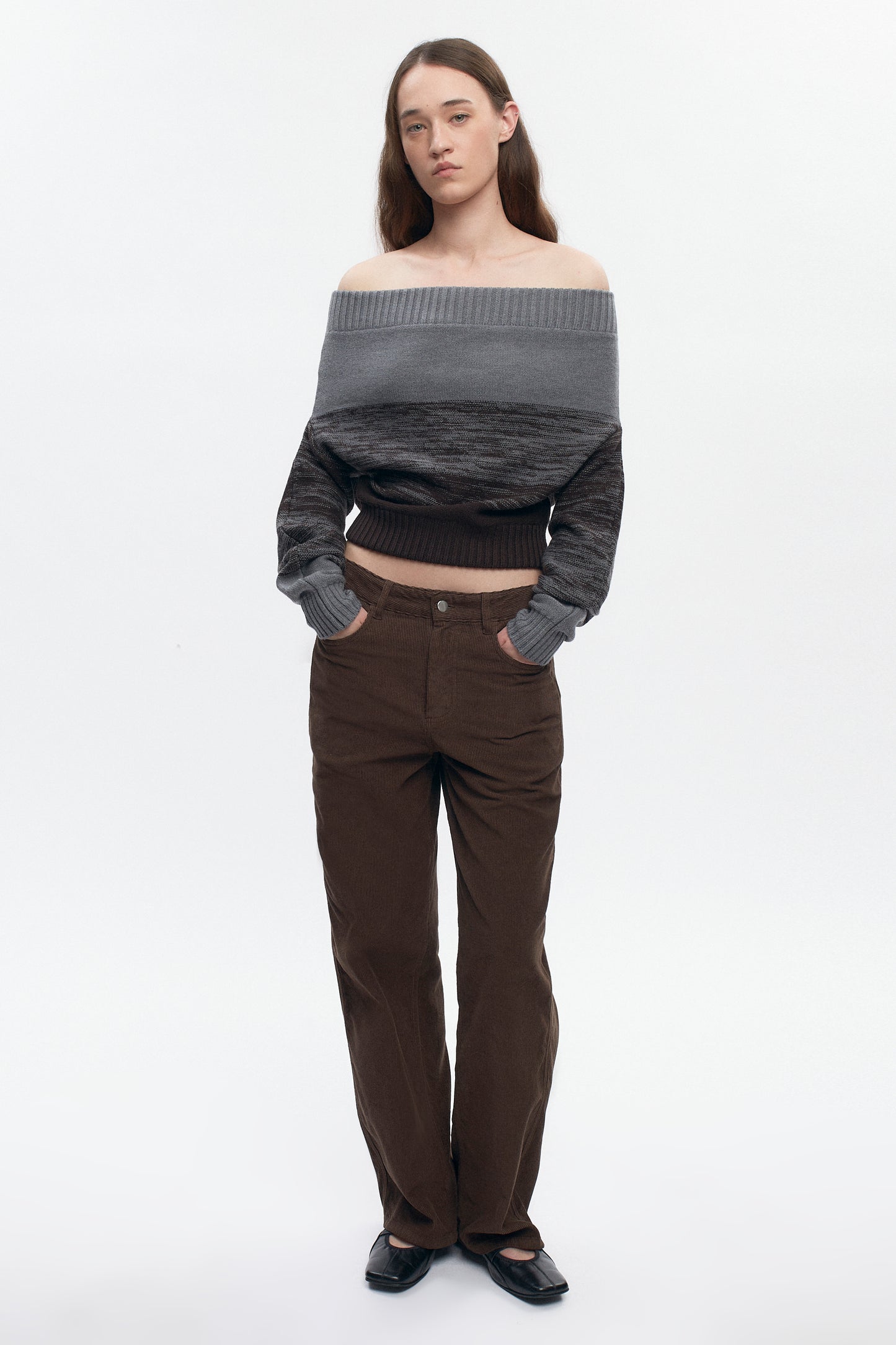 Women's Convertible Sweater  in Coffee Bean/Grey Melange