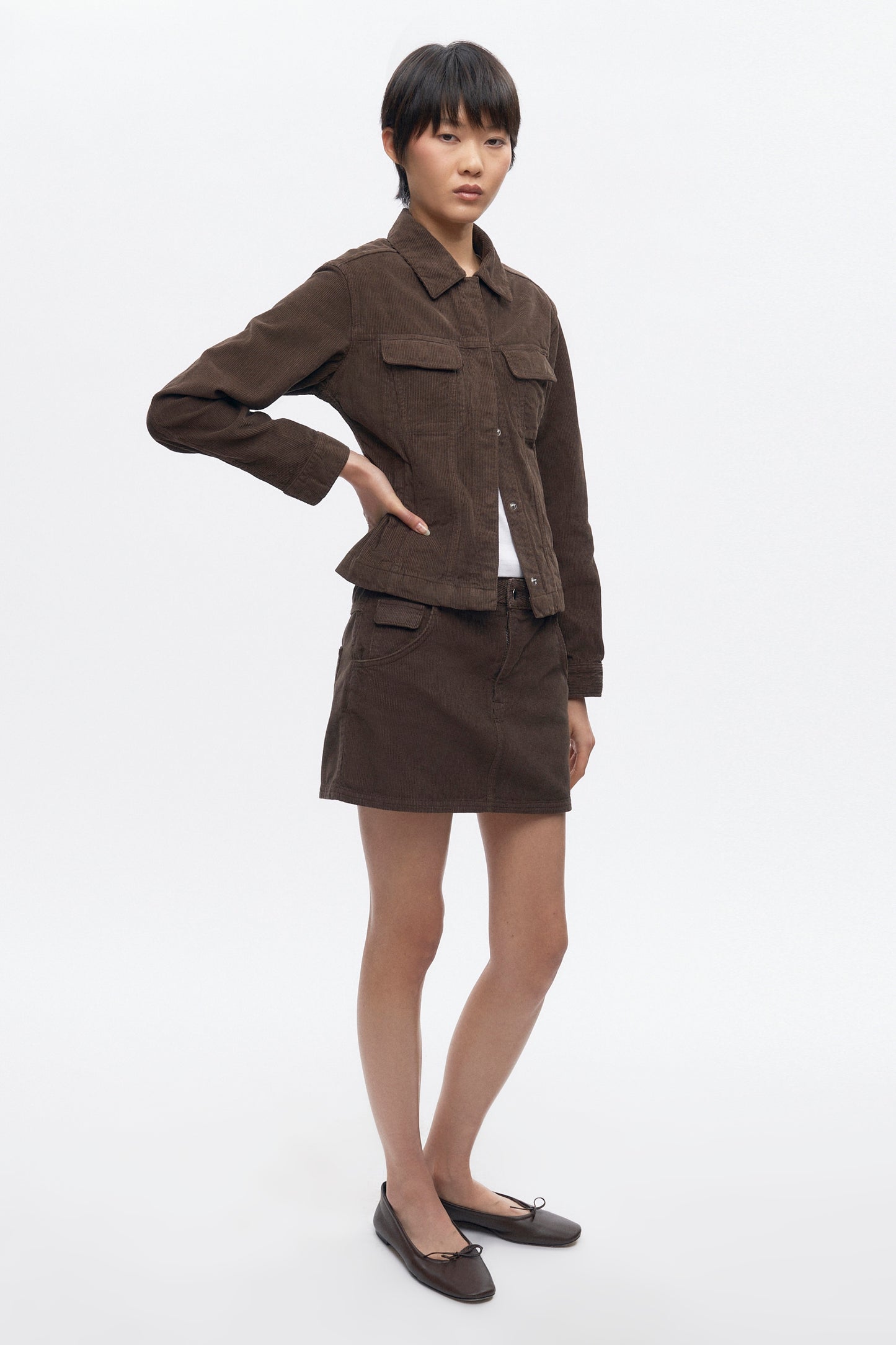 Women's Cord Mini Skirt in Coffee Bean