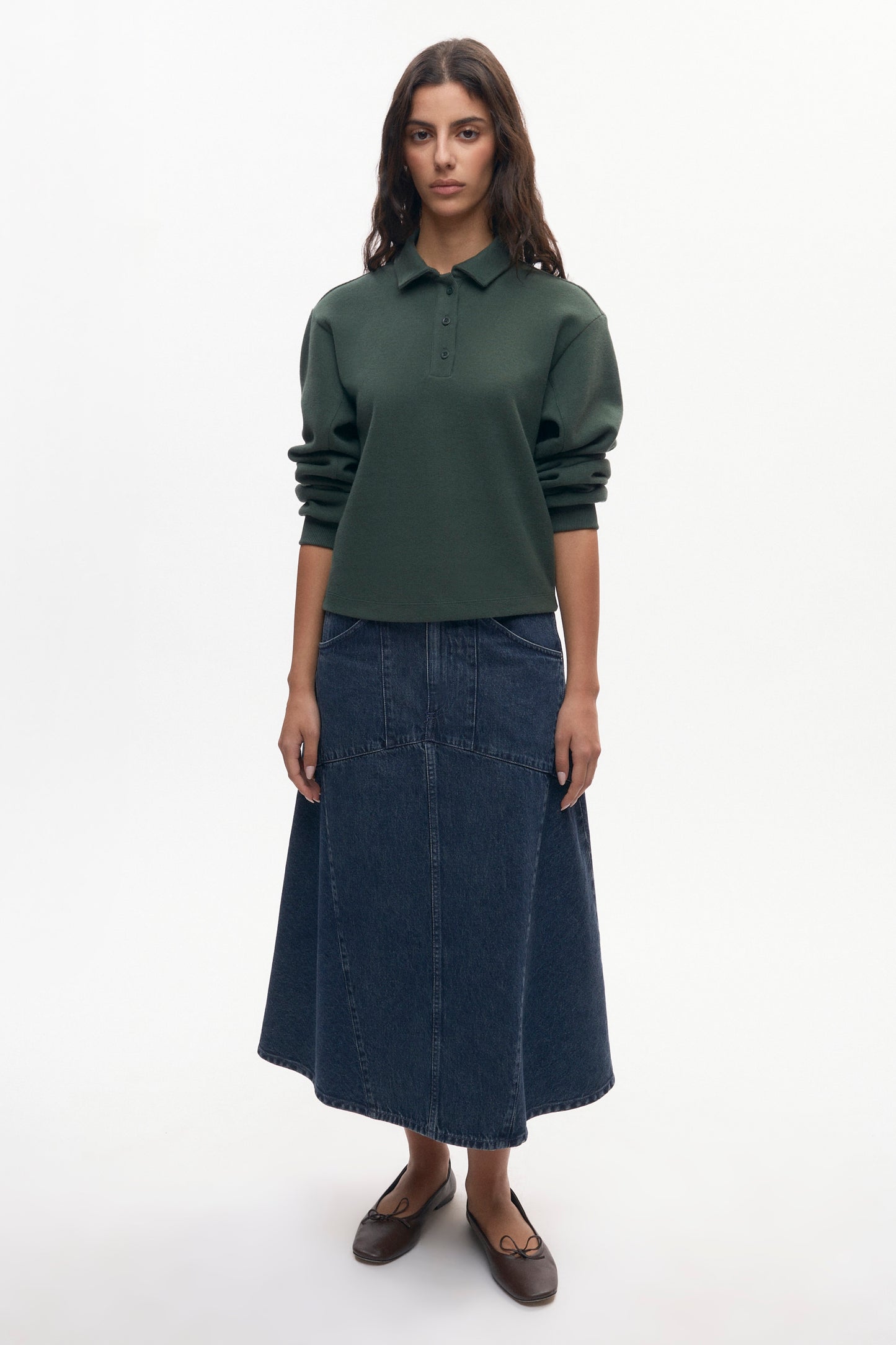 Women's Cozy Polo in Bottle Green