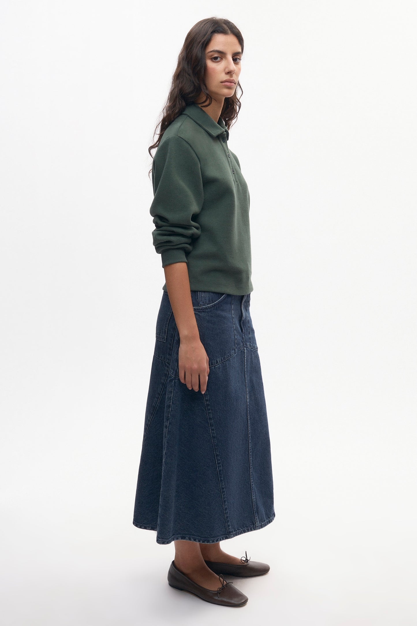 Women's Cozy Polo in Bottle Green
