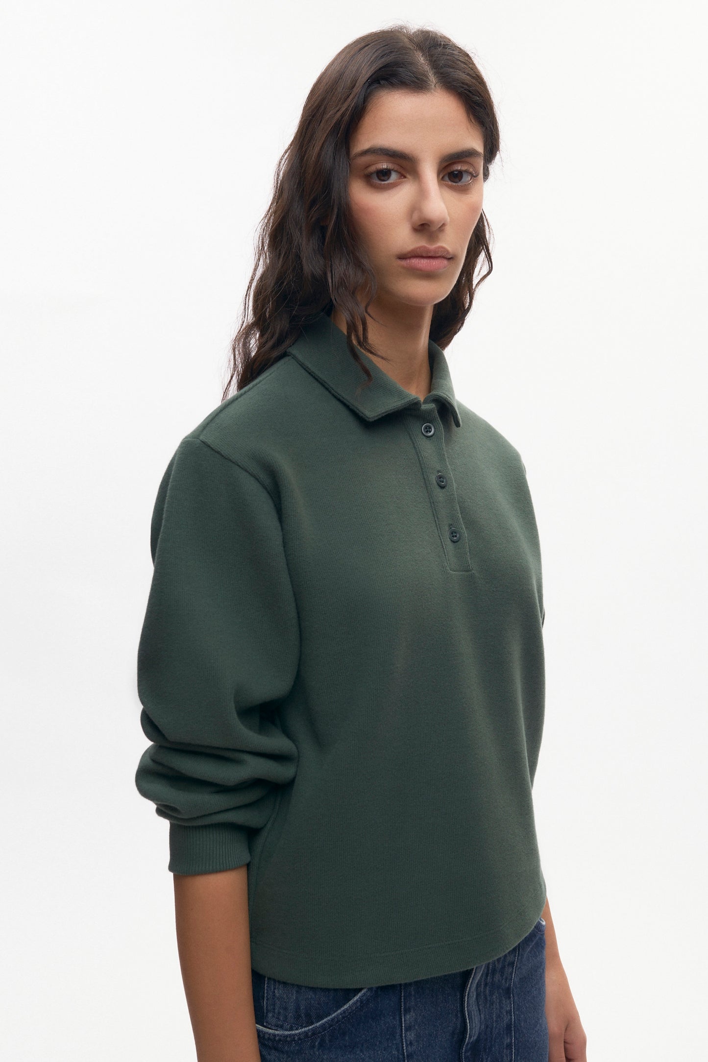 Women's Cozy Polo in Bottle Green