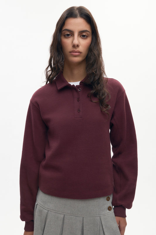 Women's Cozy Polo in Plum
