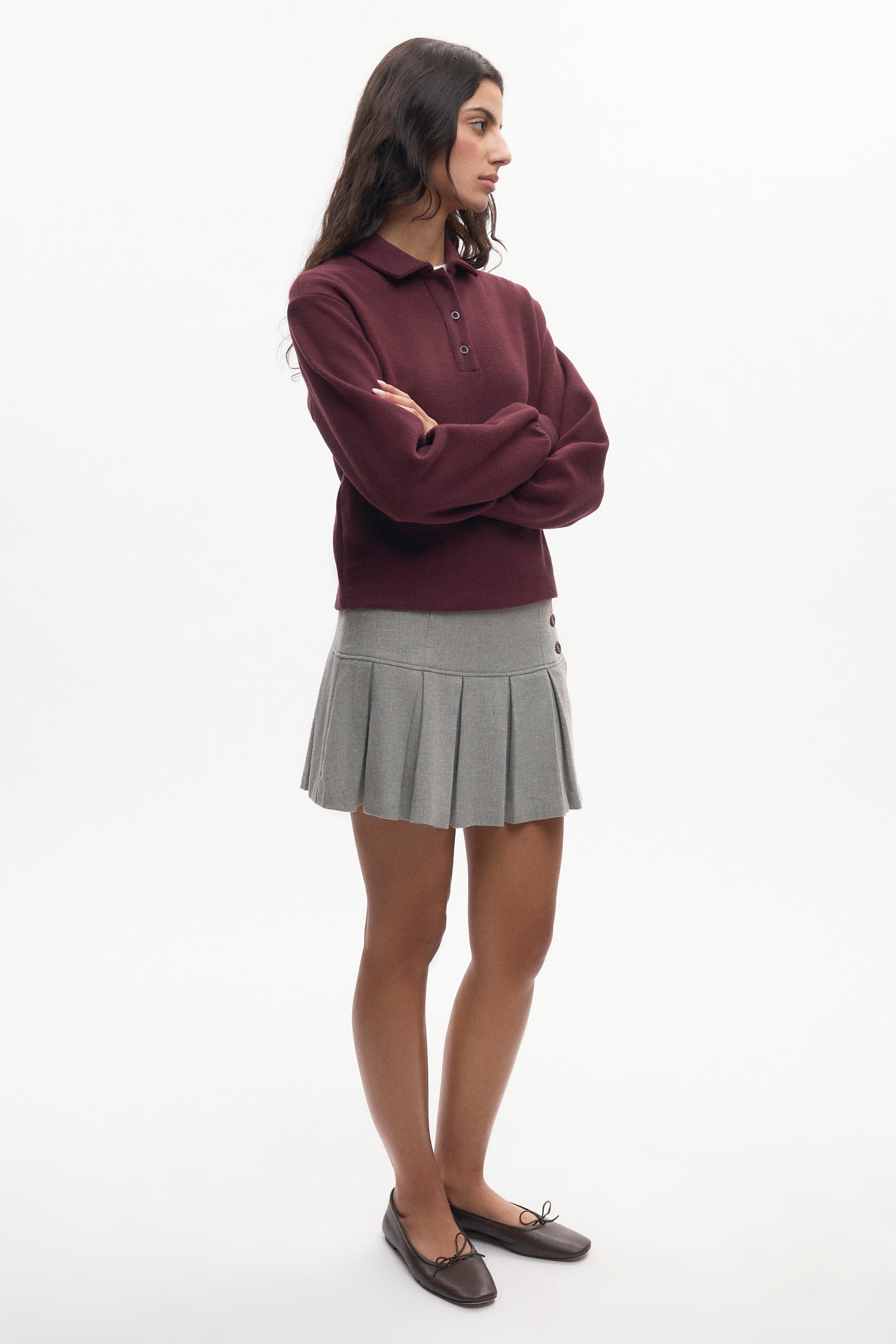 Women's Cozy Polo in Plum