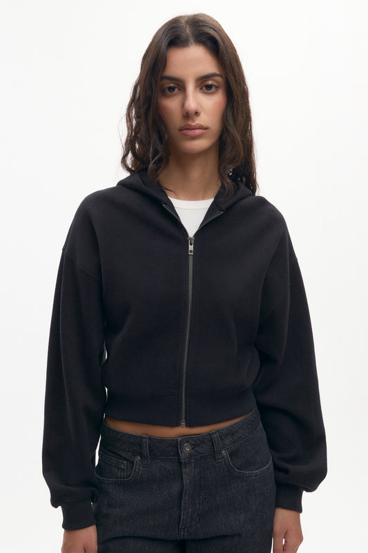 Women's Cozy Zip Hoodie in Black