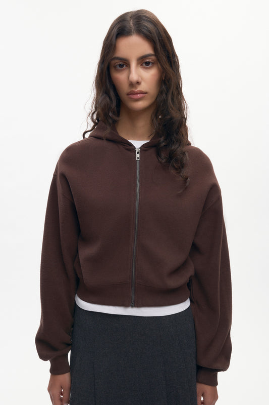 Women's Cozy Zip Hoodie in Coffee Bean