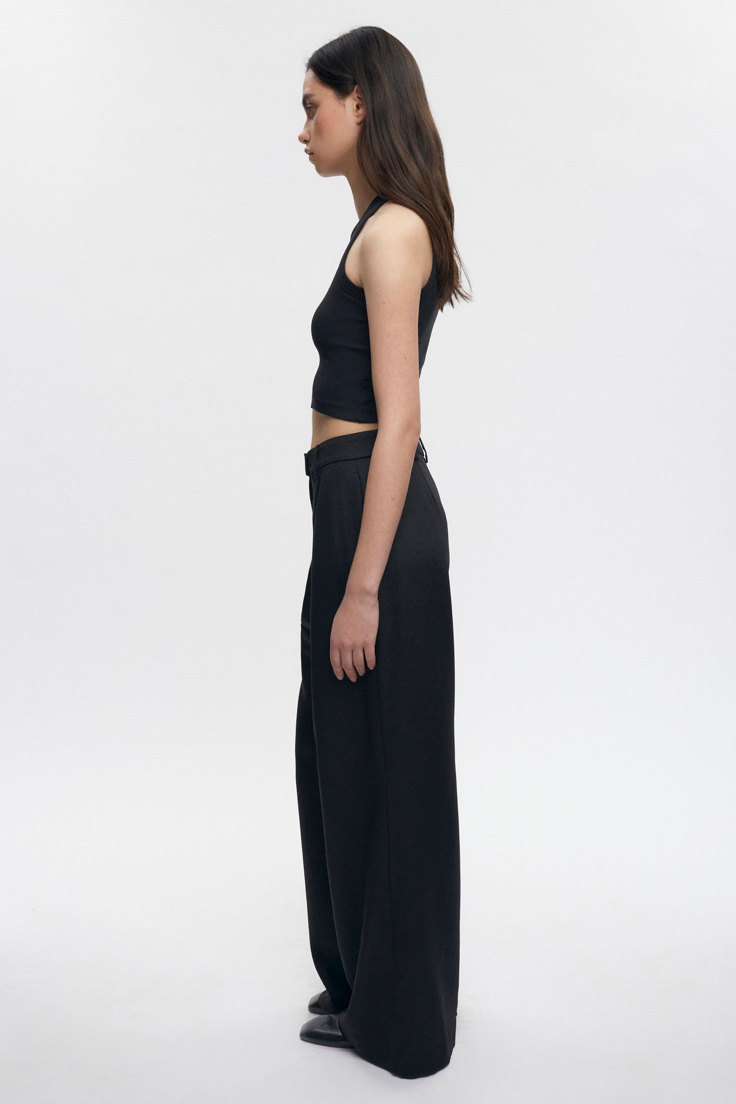 Women's Crop Racer Tank in Black