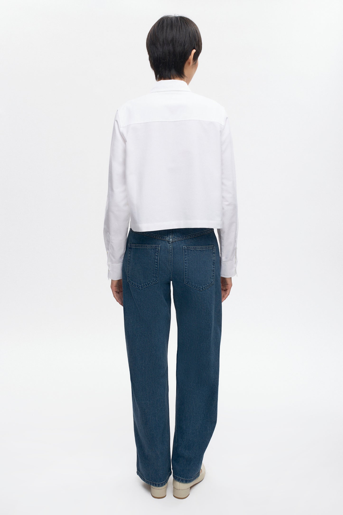 Women's Crop Oxford Shirt in White