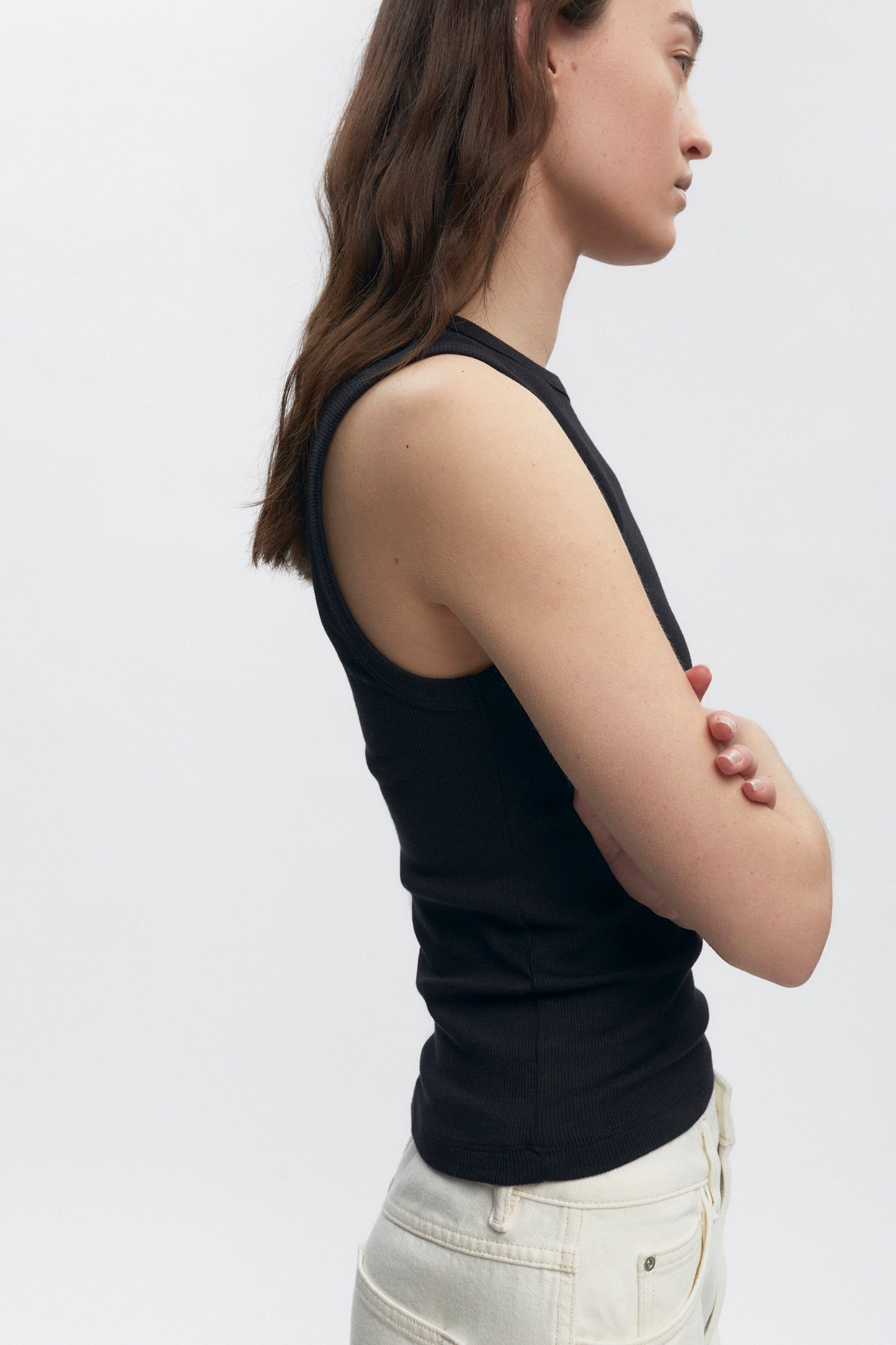 Women's Cut Off Tank in Black