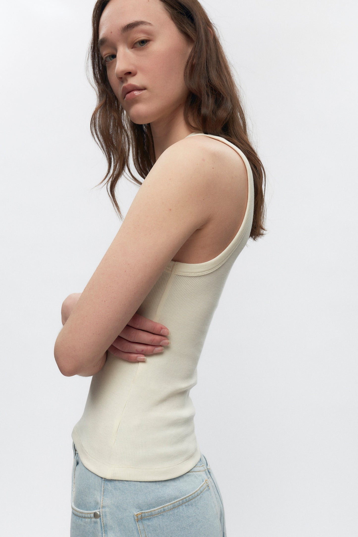 Women's Cut Off Tank in Marshmallow