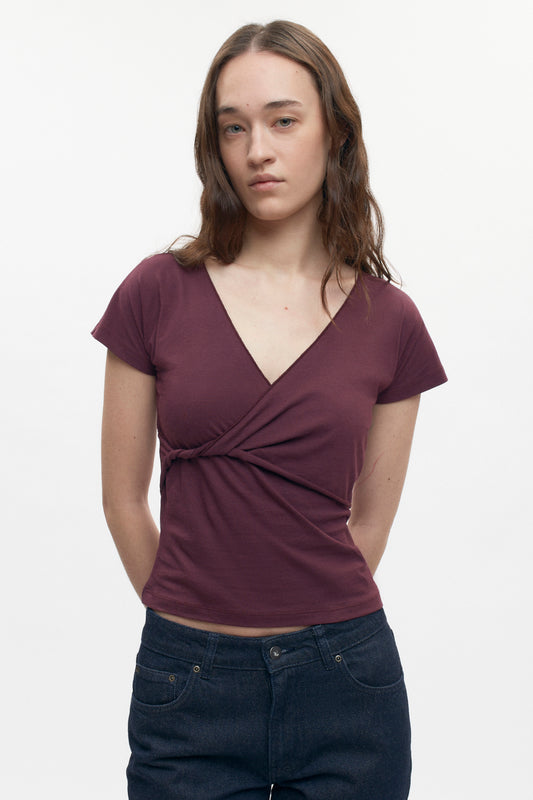 Women's Dalila Twist Top in Plum