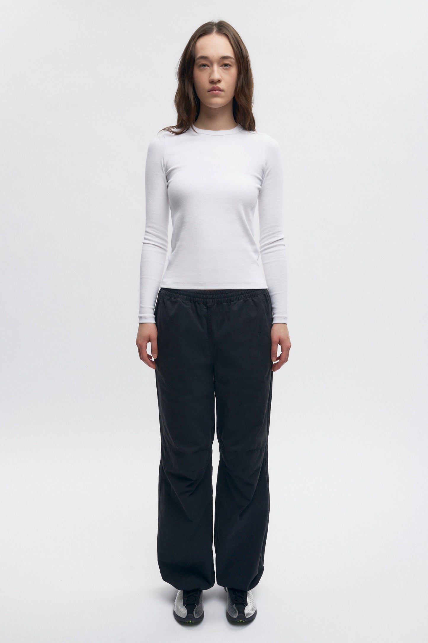 Women's Fitted Rib Longsleeve in White