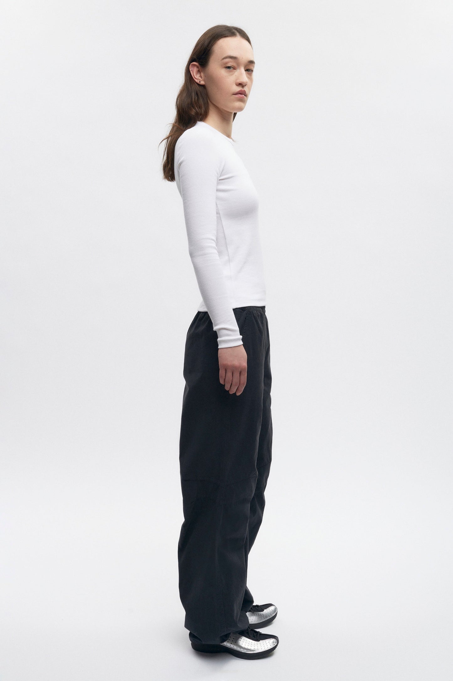 Women's Fitted Rib Longsleeve in White