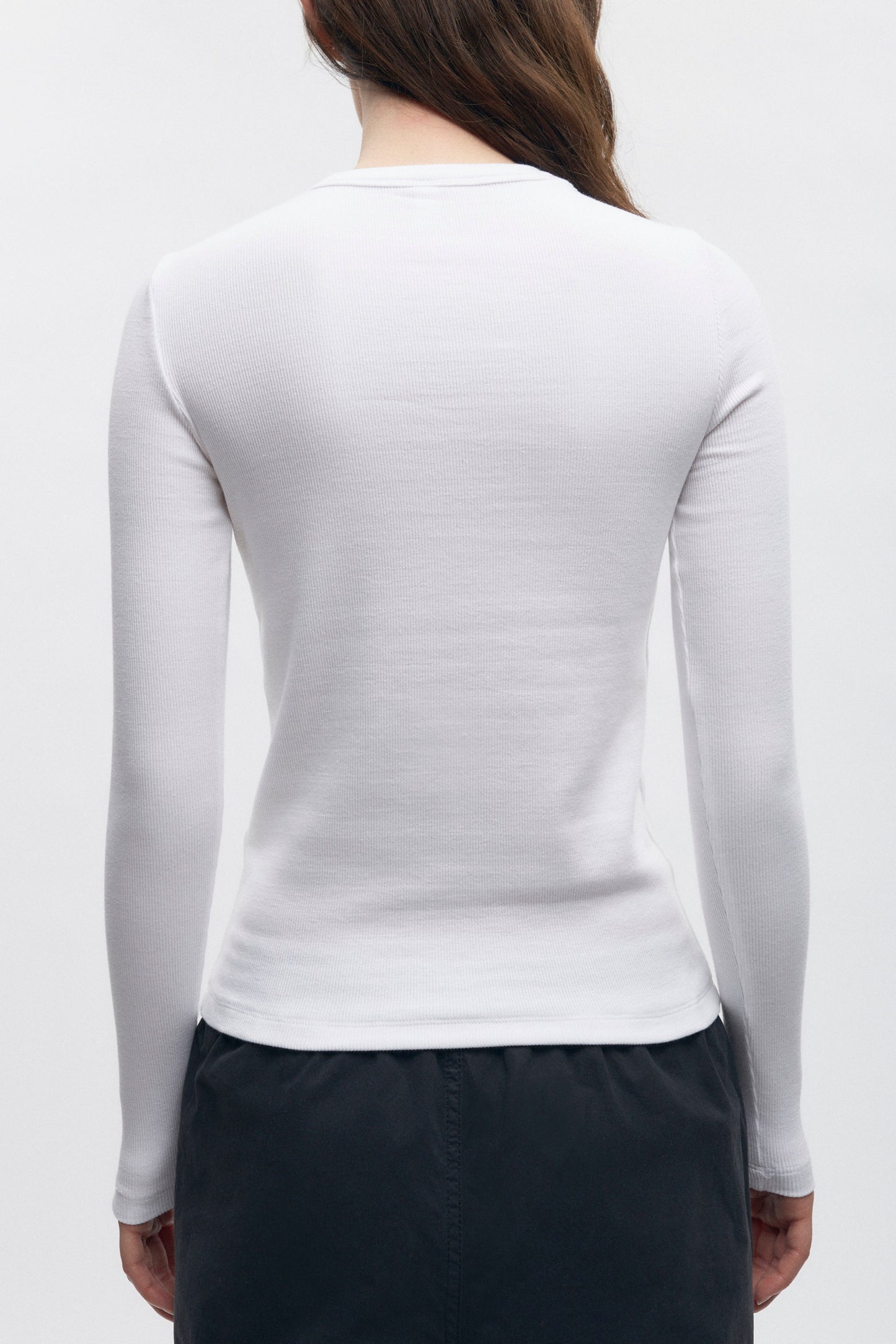 Women's Fitted Rib Longsleeve in White
