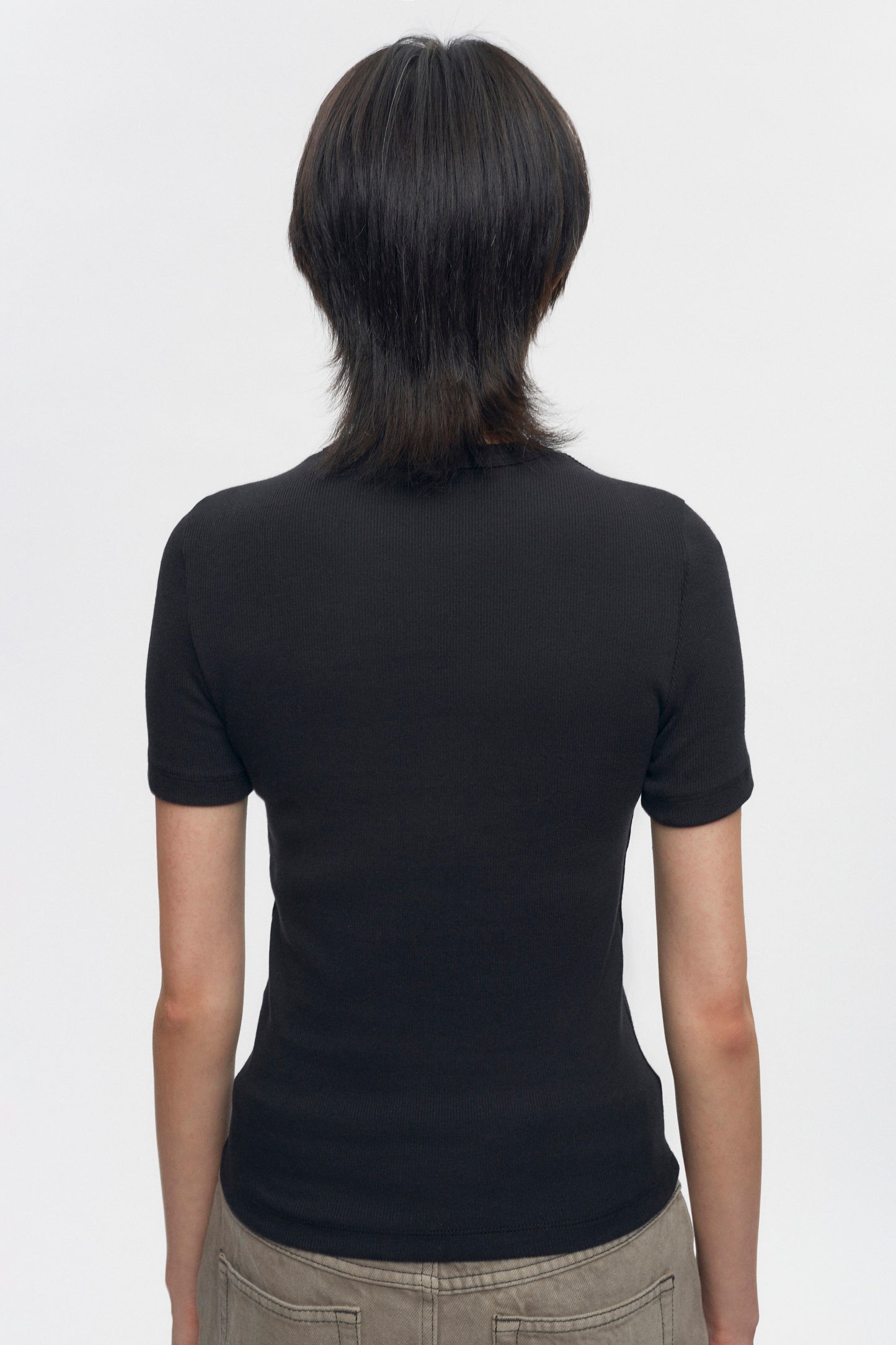 Women's Fitted Rib Tee in Black