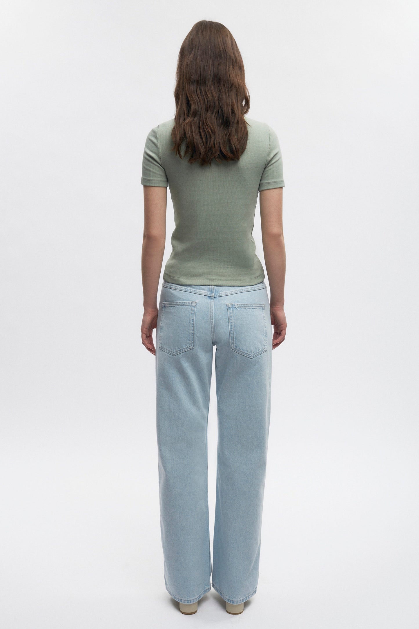 Women's Fitted Rib Tee in Lily Pad/Marshmallow