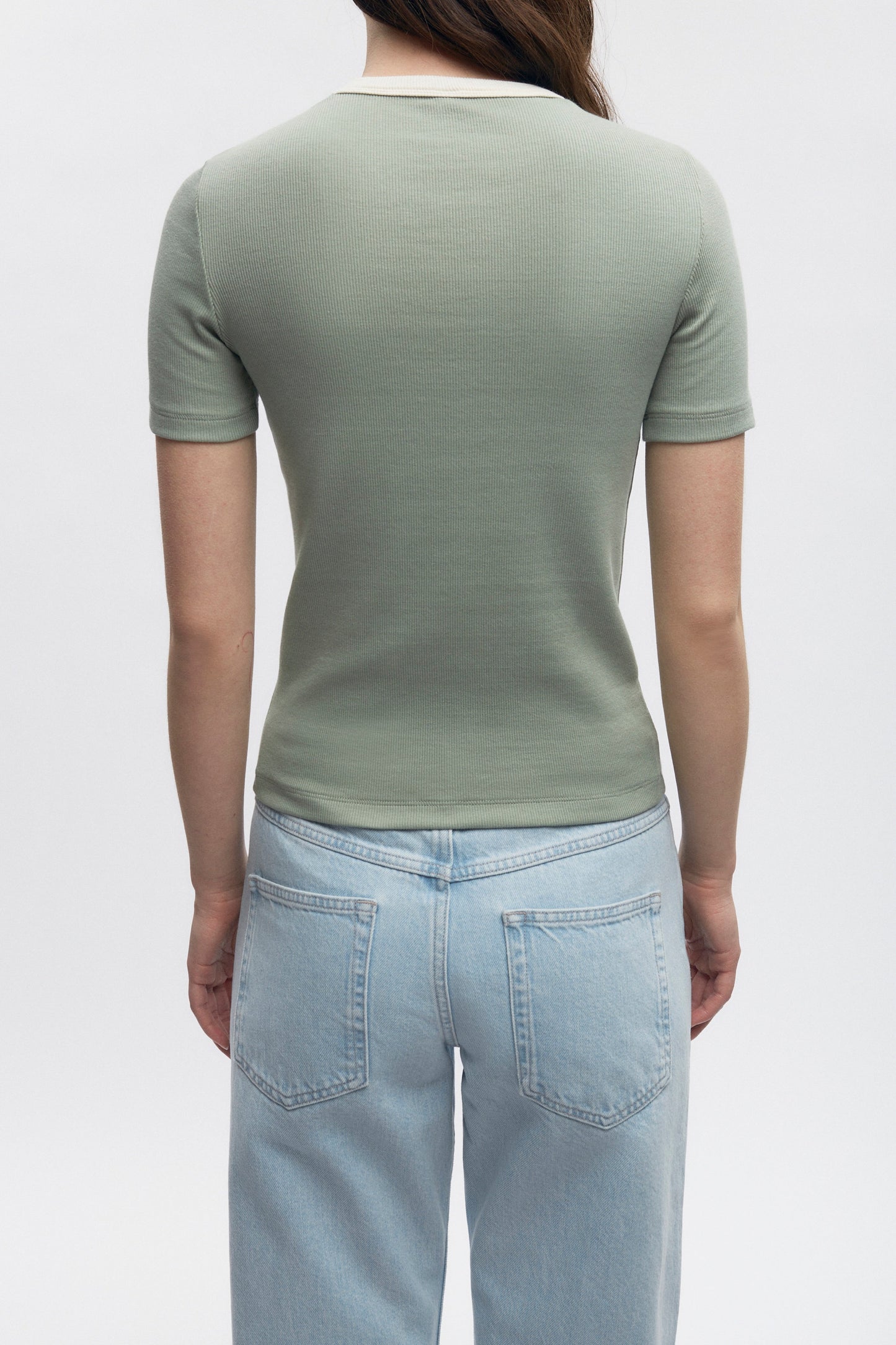 Women's Fitted Rib Tee in Lily Pad/Marshmallow