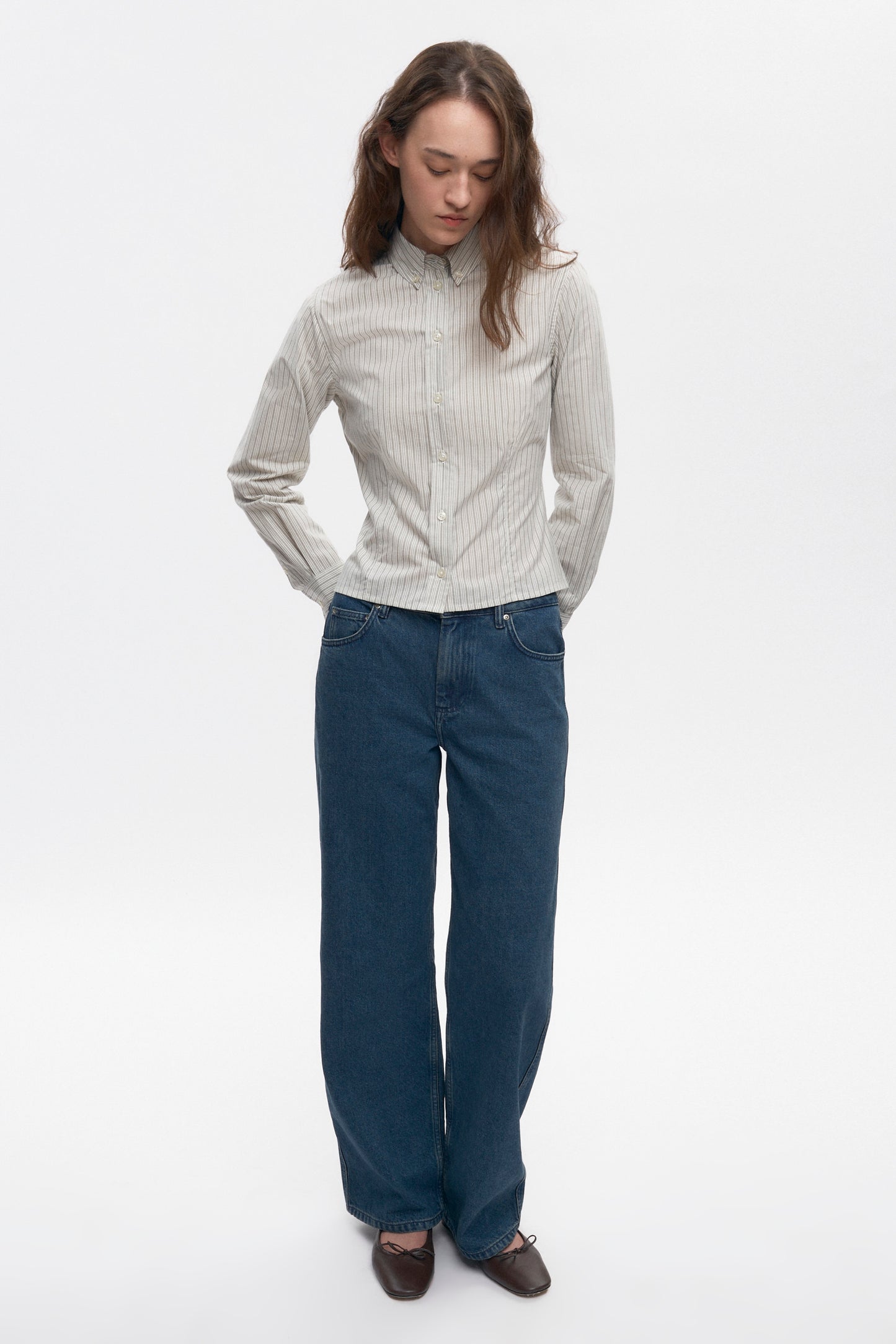 Women's Fitted Shirt in Desert Stripe