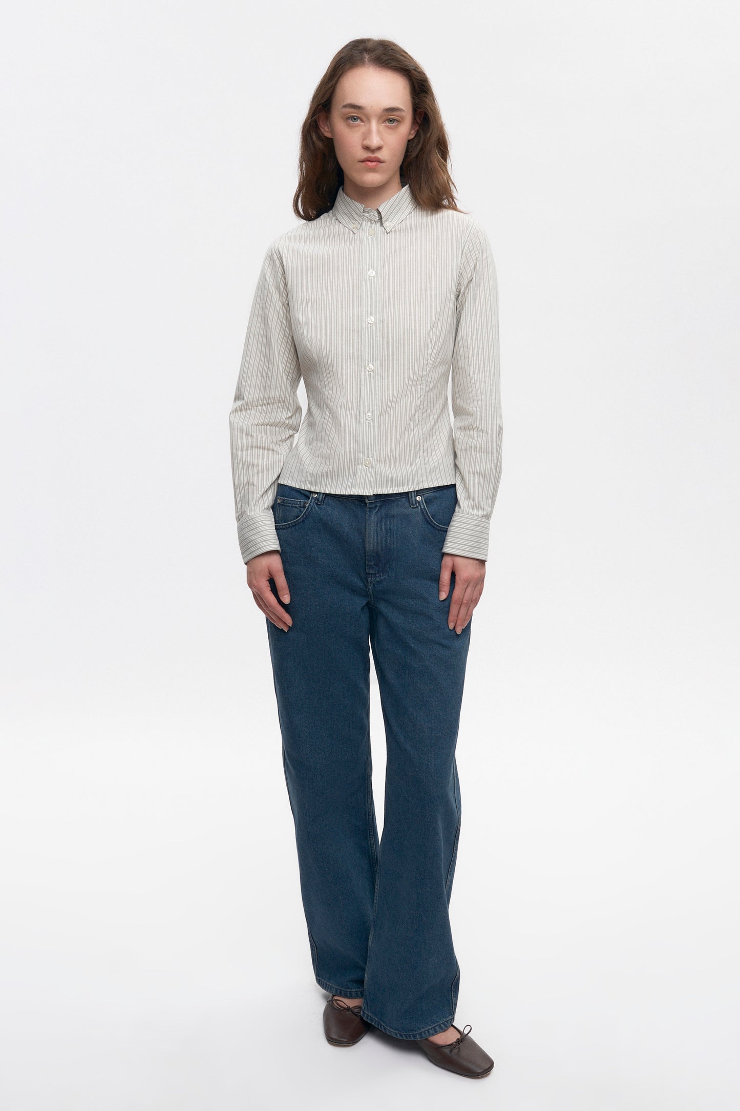 Women's Fitted Shirt in Desert Stripe