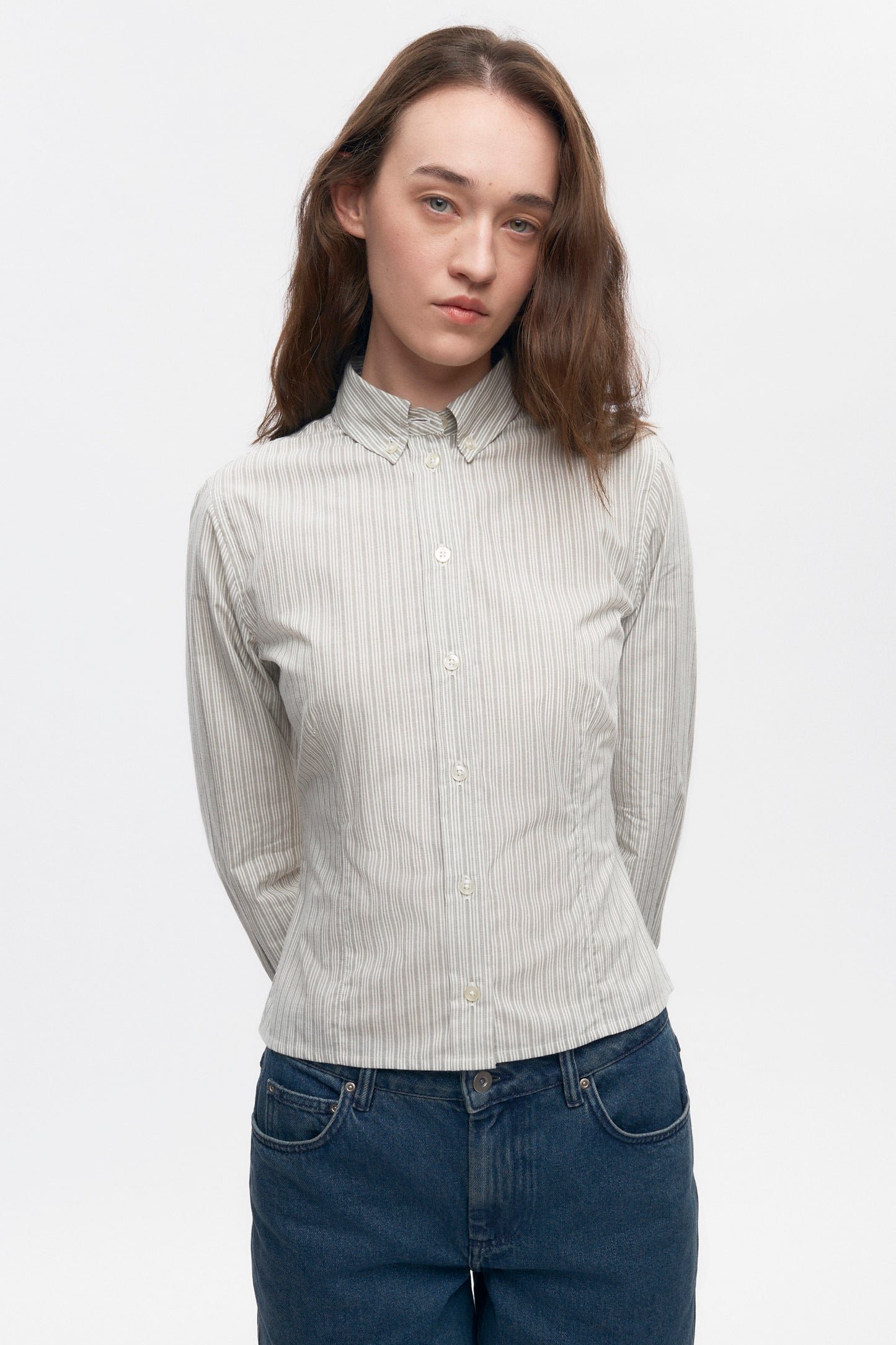 Women's Fitted Shirt in Desert Stripe
