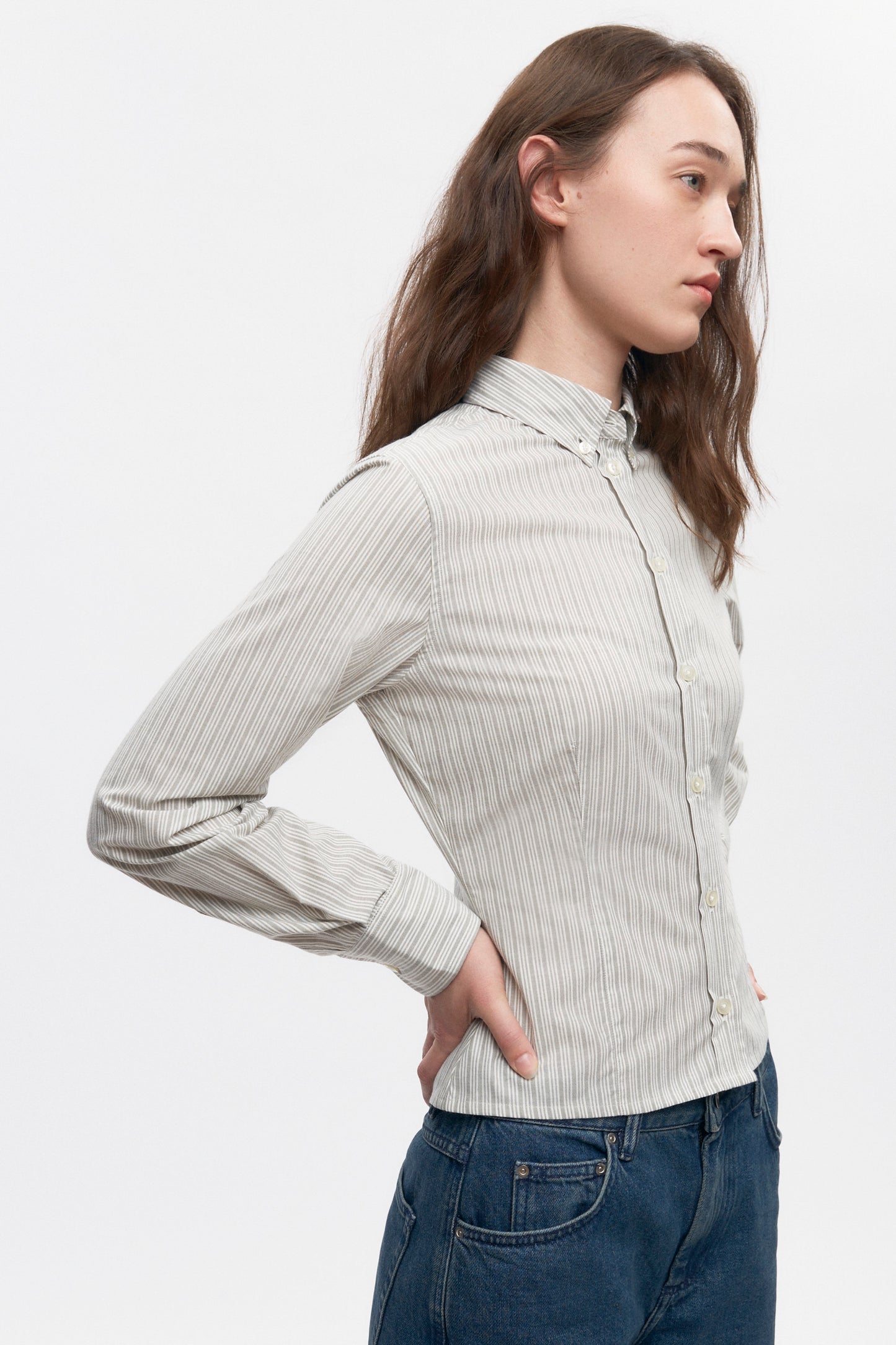 Women's Fitted Shirt in Desert Stripe