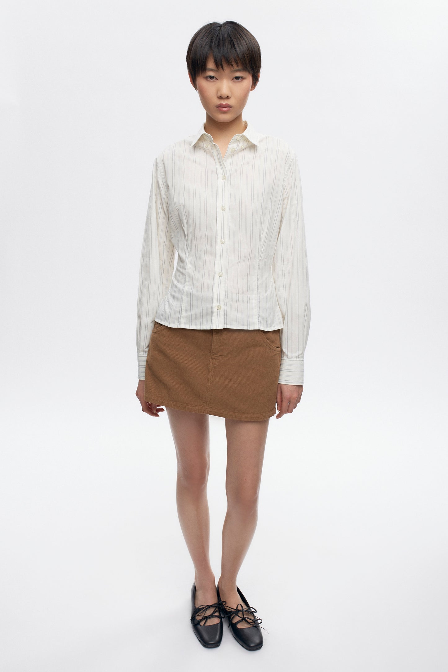 Women's Fitted Shirt in Marshmallow Stripe