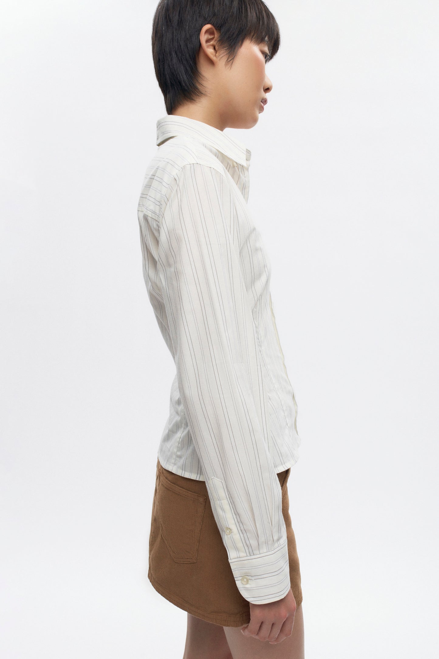 Women's Fitted Shirt in Marshmallow Stripe