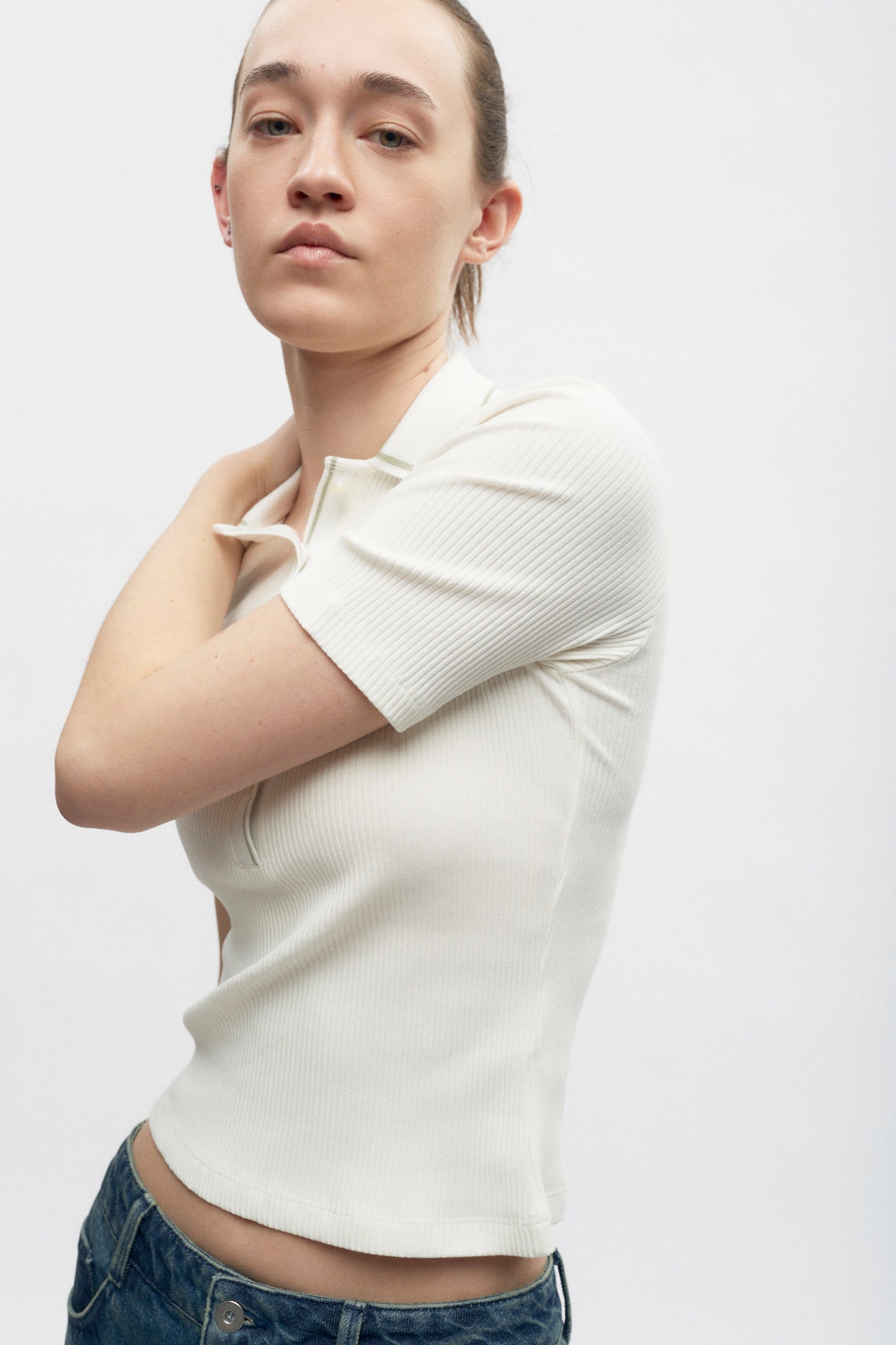 Women's Garden City Polo in Marshmallow/Lily Pad