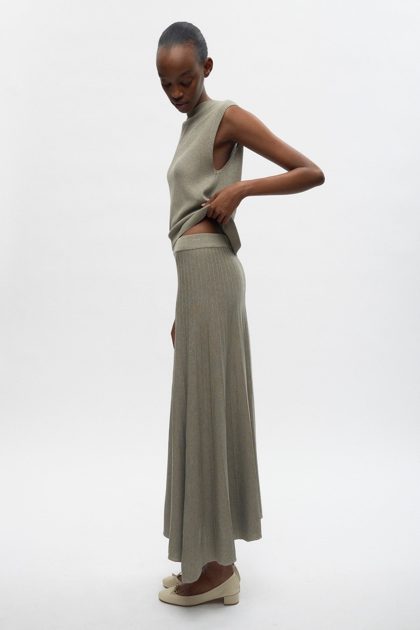 Women's Gezira Knit Skirt in Dune Grass