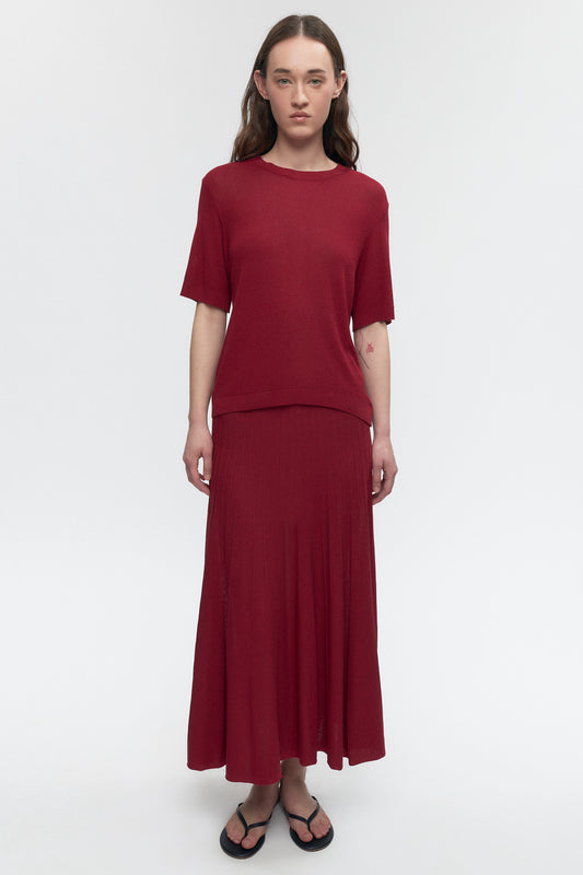 Women's Gezira Knit Skirt in Sunstar Red