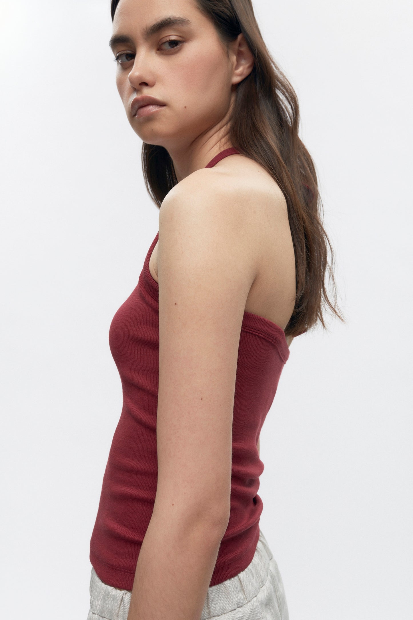 Women's Halter Tank in Sunstar Red