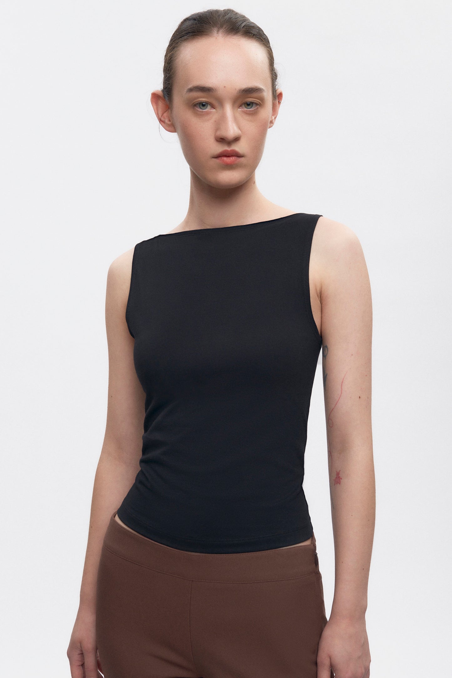 Women's High Neckline Tank  in Black