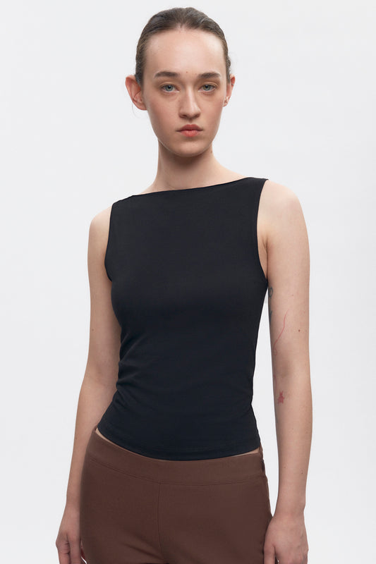 Women's High Neckline Tank  in Black