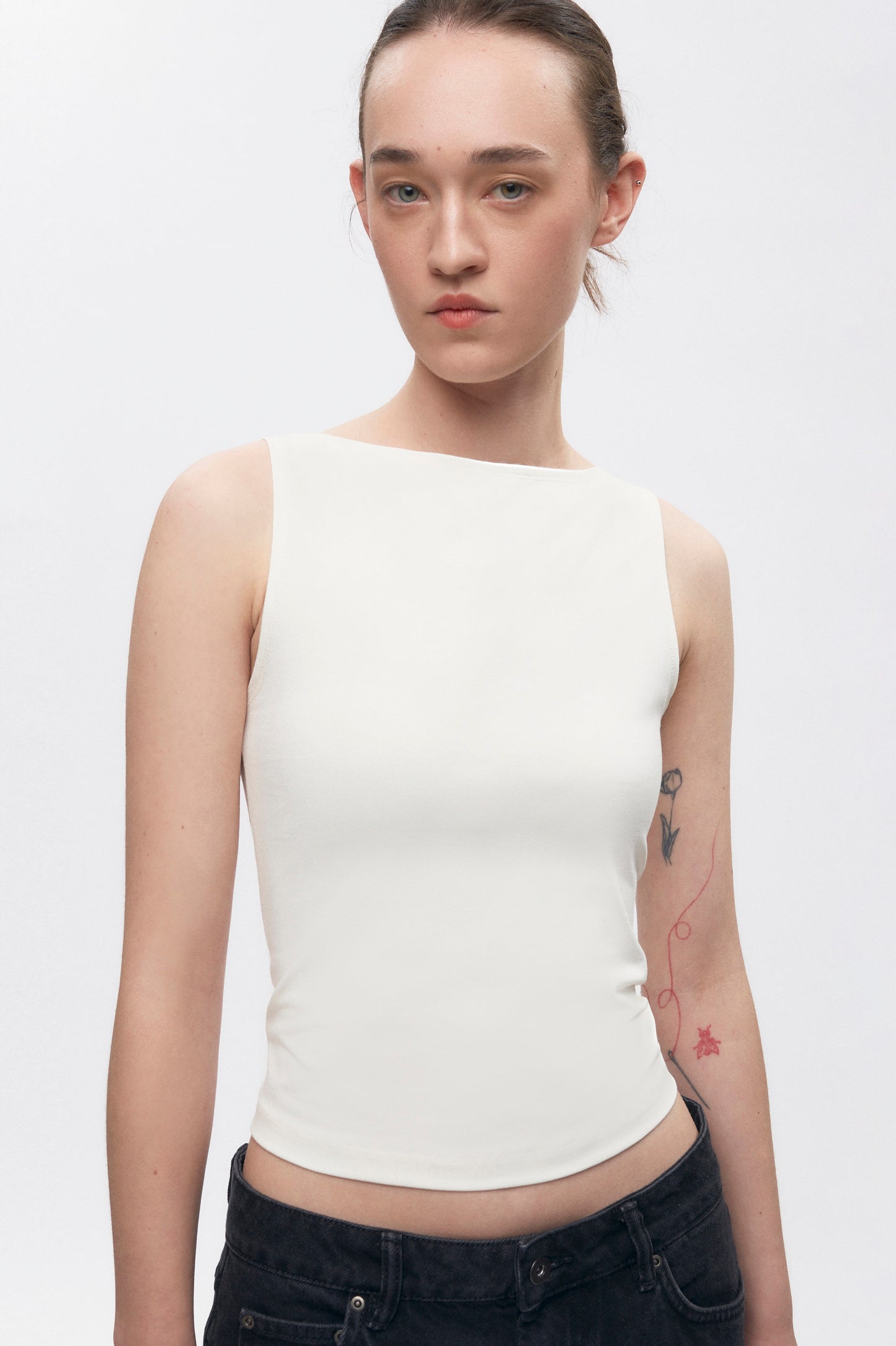 Women's High Neckline Tank  in Marshmallow
