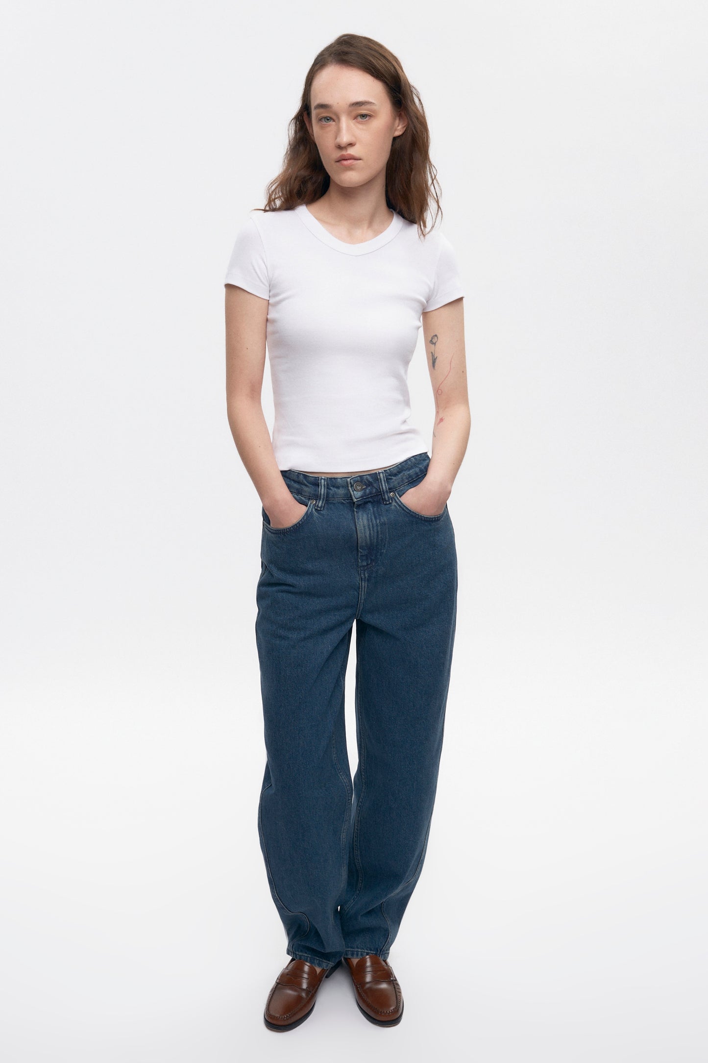Women's High V-neck Tee in White