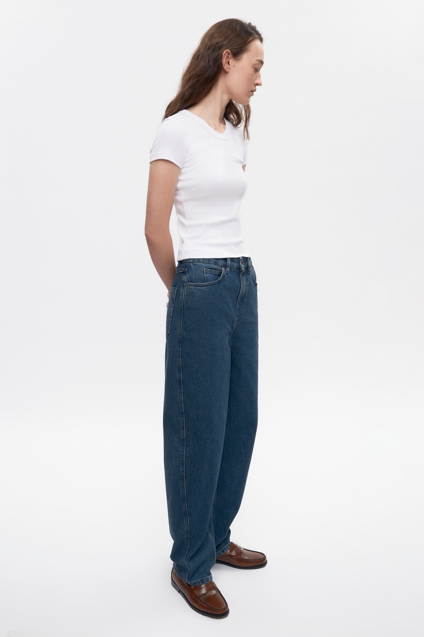 Women's High V-neck Tee in White