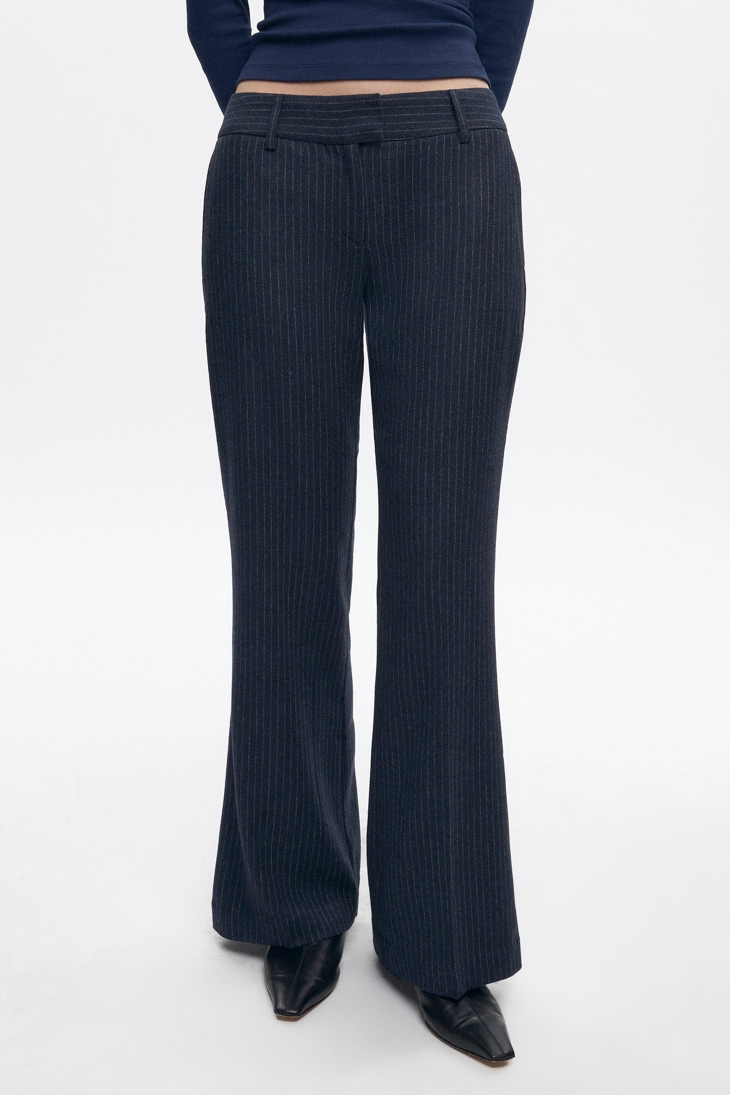 Women's Iman Wool Trouser in Midnight Pinstripe