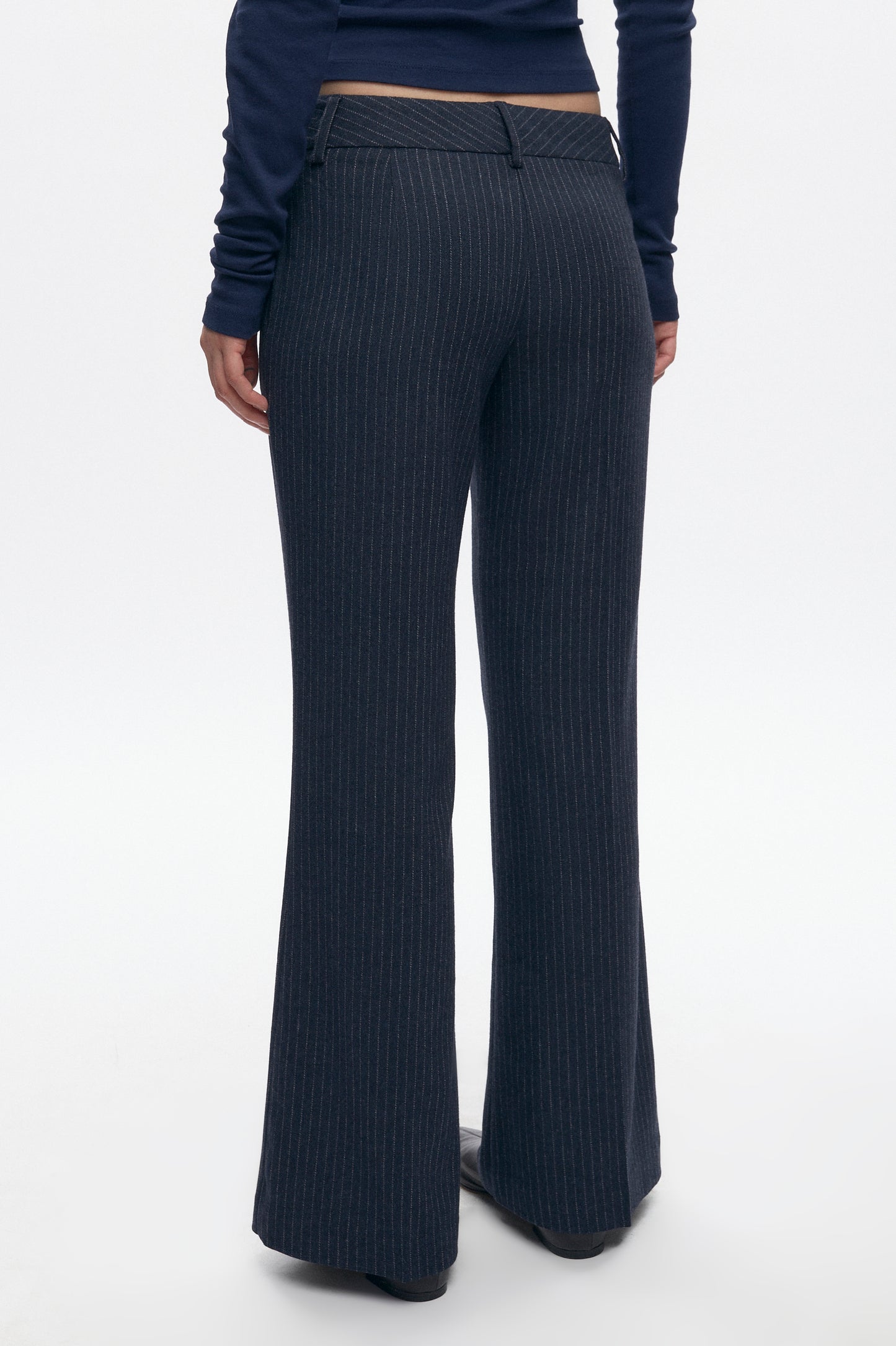 Women's Iman Wool Trouser in Midnight Pinstripe