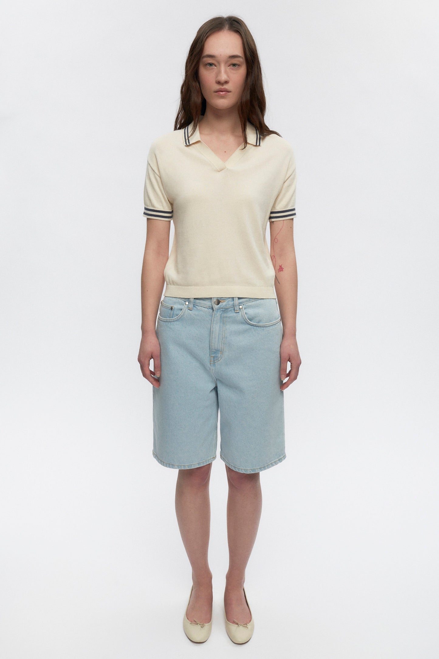 Women's Juniper Polo in Natural/Dark Dusk