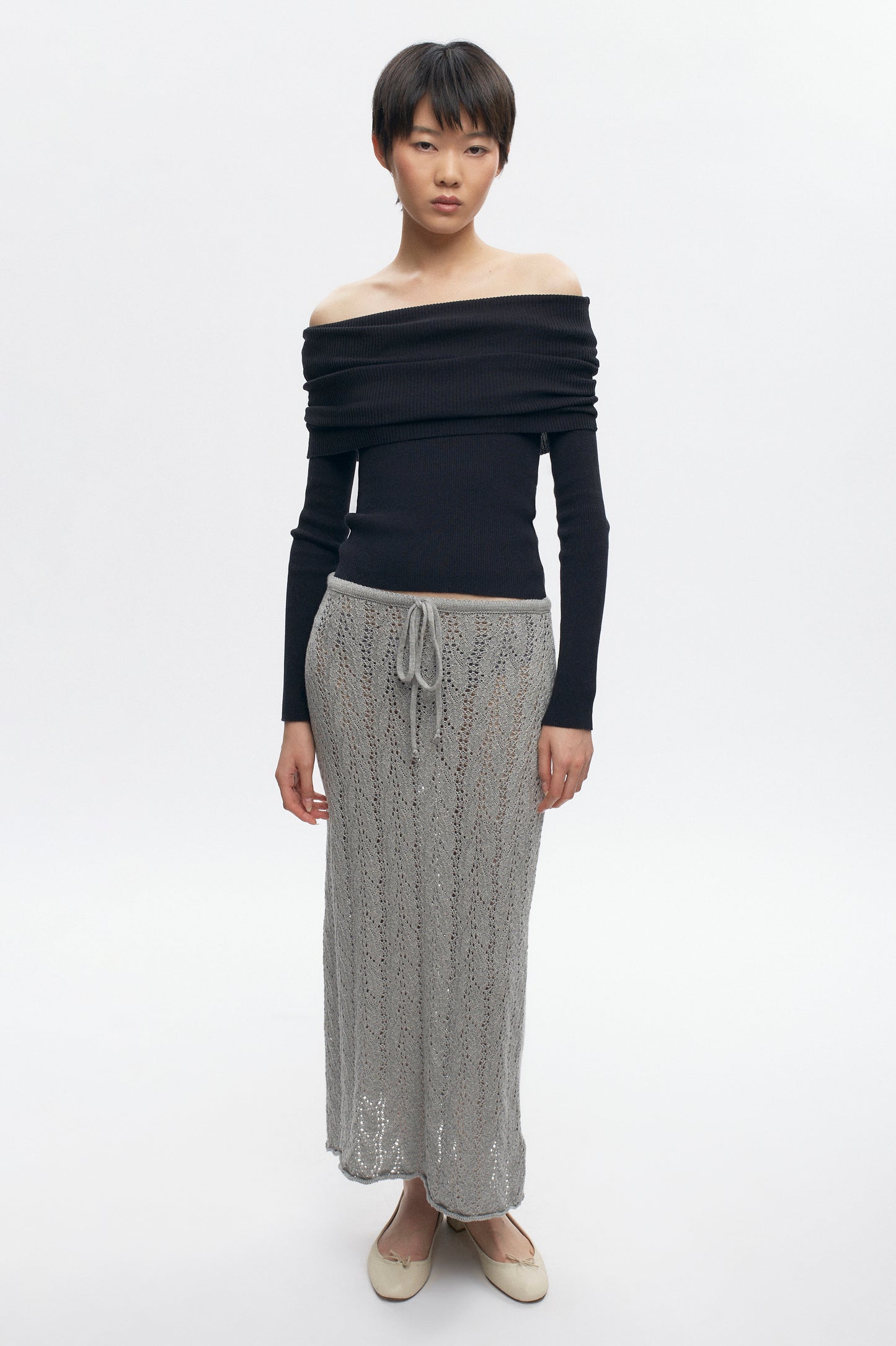 Women's Kamilah Cable Skirt in Heather Grey