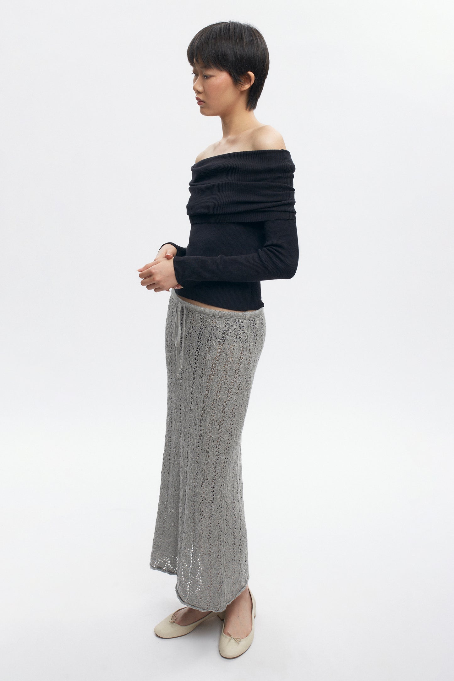 Women's Kamilah Cable Skirt in Heather Grey